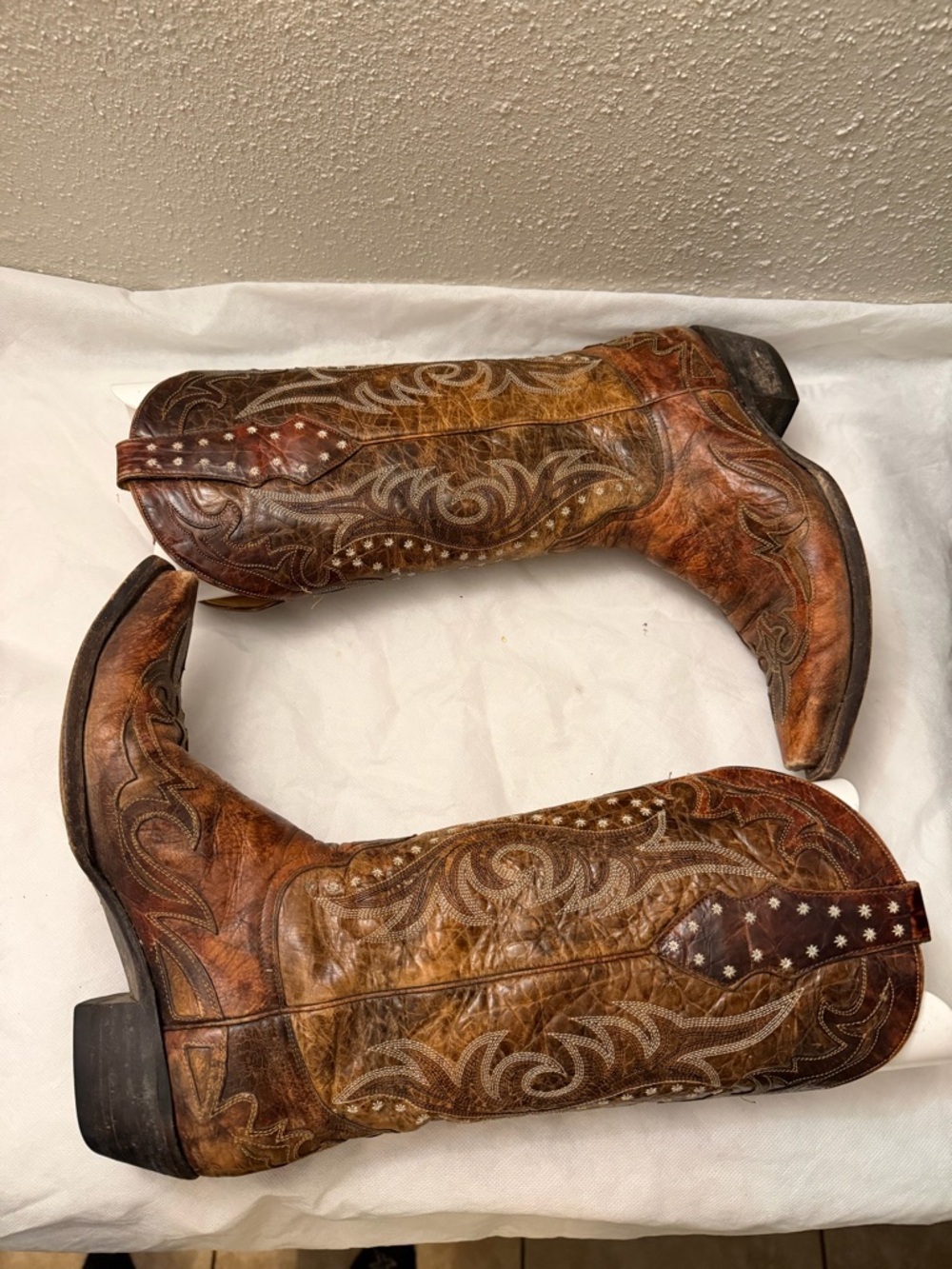 Old Gringo Tan Embroidered Leather Cowboy Boots, pre-owned, Sz7 - Picture 15 of 16